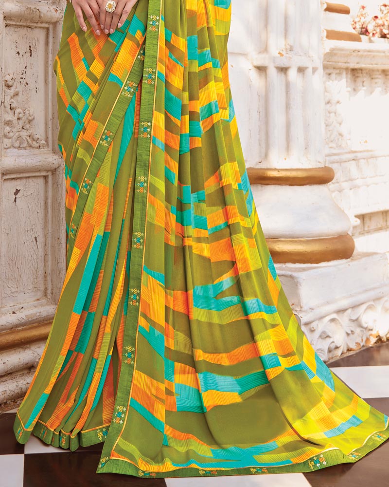 Vishal Prints Multicolor Printed Georgette Saree With Fancy Border