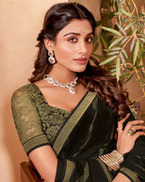 Vishal Prints Black Georgette Saree With Foil Print And Zari Border