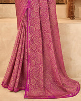 Vishal Prints Dark Fuchsia Designer Brasso Saree With Fancy Border