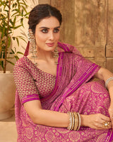 Vishal Prints Dark Fuchsia Designer Brasso Saree With Fancy Border