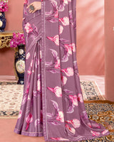 Vishal Prints Turkish Rose Digital Print Criva Crepe Saree With Fancy Border