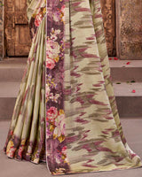 Vishal Prints Pastel Brown Fancy Chiffon Digital Print Saree With Core Piping