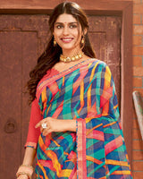 Vishal Prints Multi Color Printed Chiffon Saree With Border