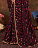 Vishal Prints Black Printed Georgette Saree With Foil Print And Zari Border