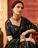 Vishal Prints Black And Multi Color Printed Georgette Saree With Fancy Border