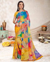 Vishal Prints Mustard Digital Print Georgette Saree
