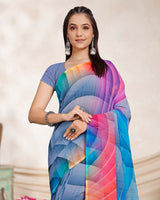 Vishal Prints Pastel Blue Digital Print Georgette Saree