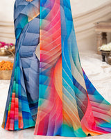 Vishal Prints Pastel Blue Digital Print Georgette Saree