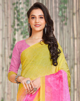 Vishal Prints Light Yellow Digital Print Georgette Saree