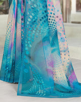 Vishal Prints Aqua Blue Digital Print Georgette Saree