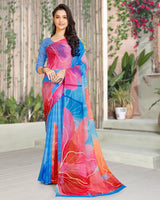 Vishal Prints Blue Digital Print Georgette Saree