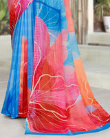 Vishal Prints Blue Digital Print Georgette Saree