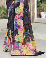 Vishal Prints Black Digital Print Georgette Saree