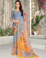 Vishal Prints Rock Blue Digital Print Georgette Saree