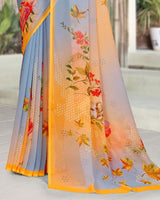 Vishal Prints Rock Blue Digital Print Georgette Saree