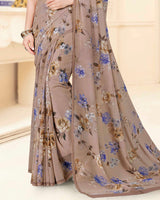 Vishal Prints Thatch Brown Digital Print Georgette Saree
