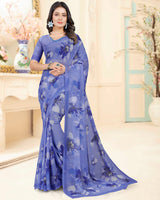 Vishal Prints Polo Blue Digital Print Georgette Saree