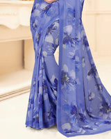 Vishal Prints Polo Blue Digital Print Georgette Saree