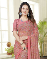Vishal Prints Dusty Pink Digital Print Georgette Saree