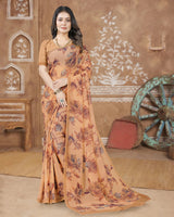 Vishal Prints Dark Peach Digital Print Georgette Saree