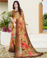 Vishal Prints Twine Yellow Digital Print Georgette Saree