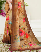 Vishal Prints Twine Yellow Digital Print Georgette Saree
