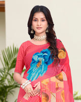 Vishal Prints Mandy Pink Digital Print Georgette Saree
