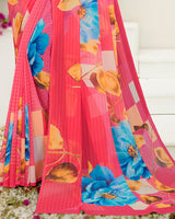 Vishal Prints Mandy Pink Digital Print Georgette Saree