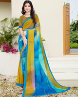 Vishal Prints Dark Mustard Digital Print Georgette Saree