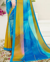 Vishal Prints Dark Mustard Digital Print Georgette Saree
