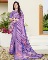 Vishal Prints Lavender Digital Print Georgette Saree