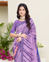 Vishal Prints Lavender Digital Print Georgette Saree