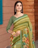 Vishal Prints Multi Green Digital Print Georgette Saree