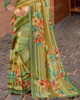 Vishal Prints Multi Green Digital Print Georgette Saree