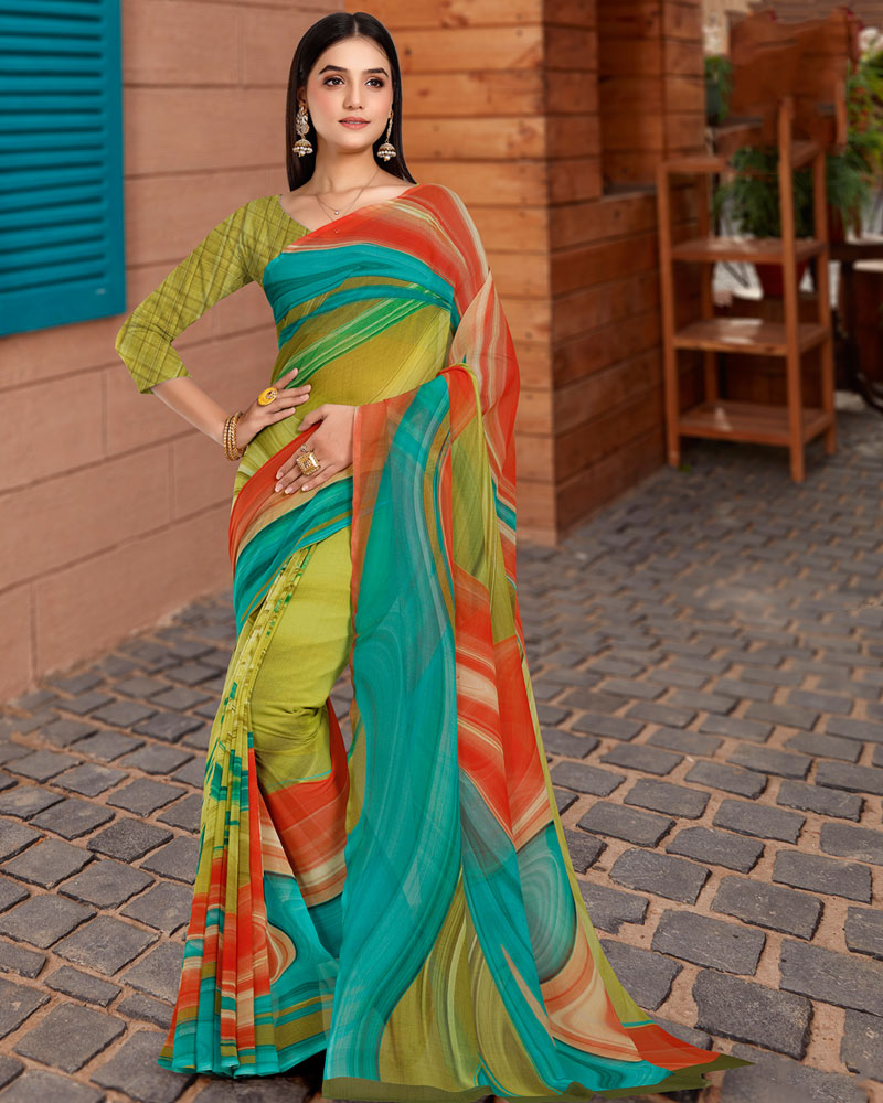 Vishal Prints Multi Colour Digital Print Georgette Saree