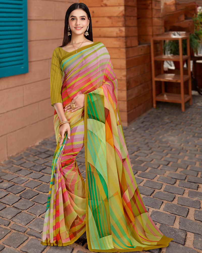 Vishal Prints Multi Colour Digital Print Georgette Saree