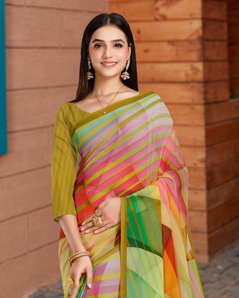 Vishal Prints Multi Colour Digital Print Georgette Saree
