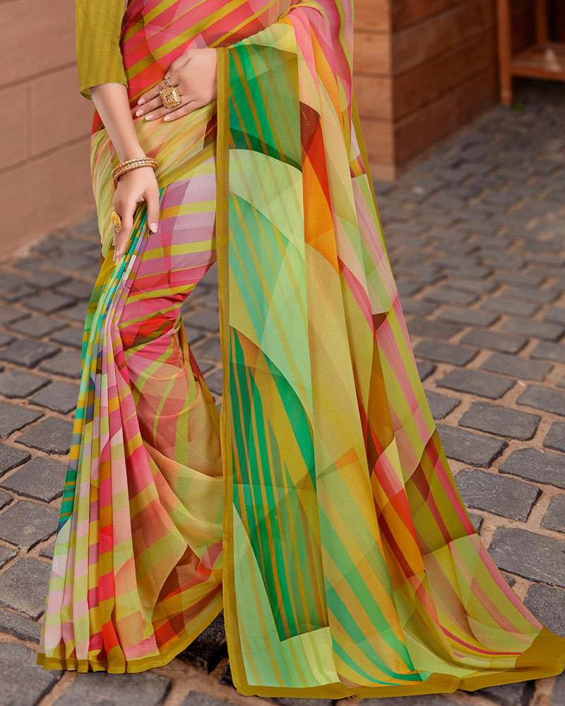 Vishal Prints Multi Colour Digital Print Georgette Saree