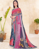 Vishal Prints Dusty Lavender Digital Print Georgette Saree