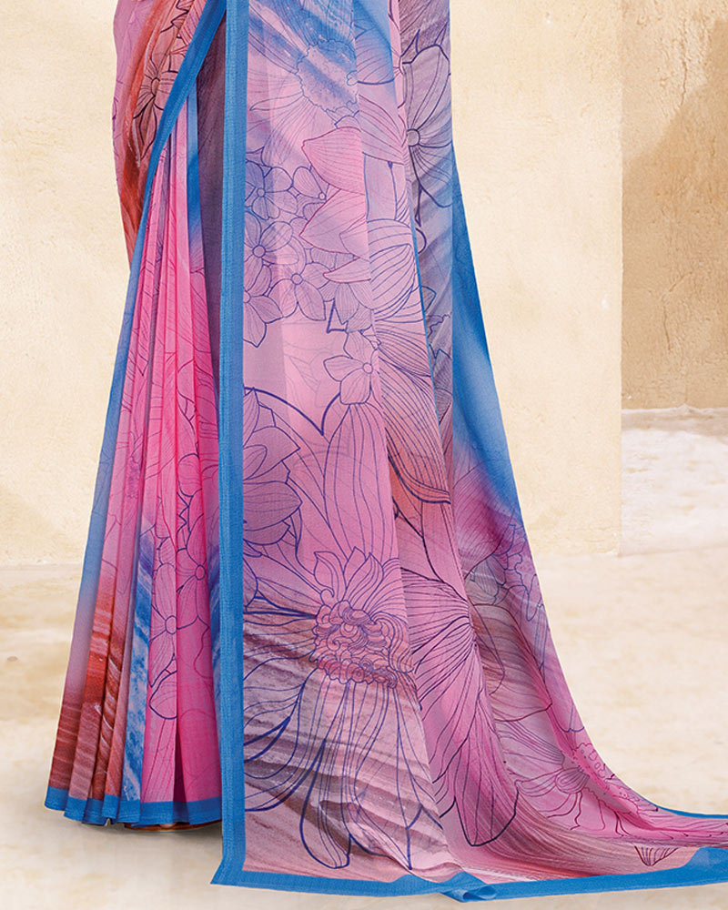 Vishal Prints Pastel Purple Digital Print Georgette Saree