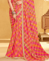 Vishal Prints Mandy Pink Printed Georgette Saree With Fancy Border