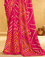 Vishal Prints Amaranth Pink Printed Georgette Saree With Fancy Border