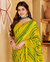 Vishal Prints Galliano Yellow Printed Georgette Saree With Fancy Border