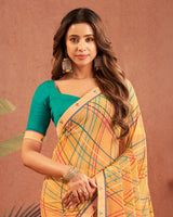 Vishal Prints Light Orange Printed Georgette Saree With Fancy Border