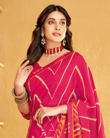 Vishal Prints Hot Pink Printed Georgette Saree With Fancy Border