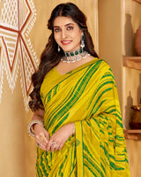Vishal Prints Dark Mustard Printed Georgette Saree With Fancy Border