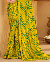 Vishal Prints Dark Mustard Printed Georgette Saree With Fancy Border