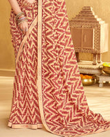 Vishal Prints Dark Red Printed Georgette Saree With Fancy Border