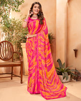 Vishal Prints Hot Pink Fancy Georgette Saree With Border