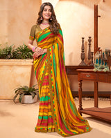 Vishal Prints Dark Sand Fancy Georgette Saree With Border